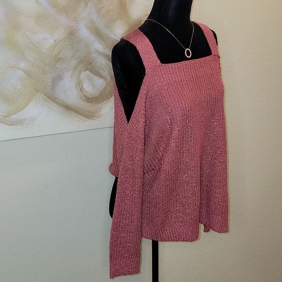 Sexy cut-out Shoulder Sweater Rose Color - Picture 5 of 11